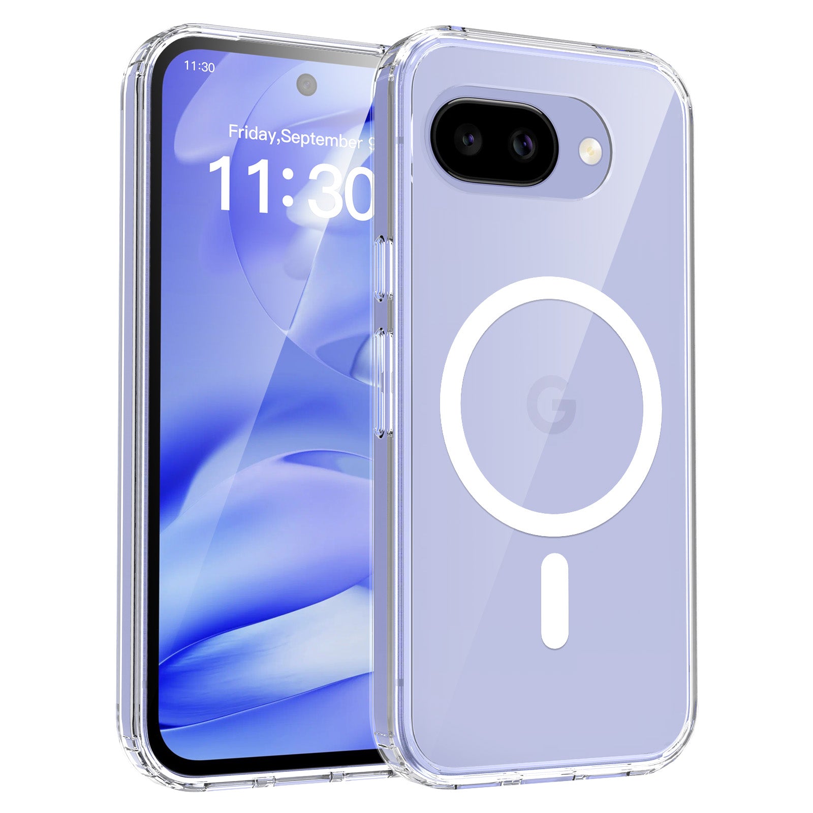 Clear||ChicDex Aero MagSafe Case in Crystal Clear — front screen view for Google Pixel 10A
