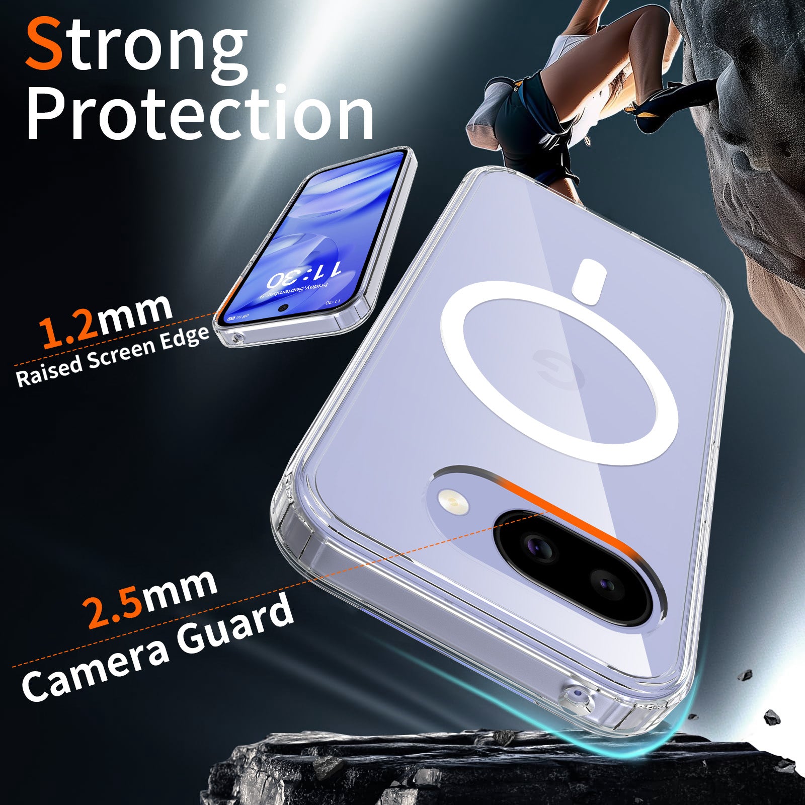 Clear||ChicDex Aero MagSafe Case — Raised screen edge and camera guard detail for Google Pixel 10A