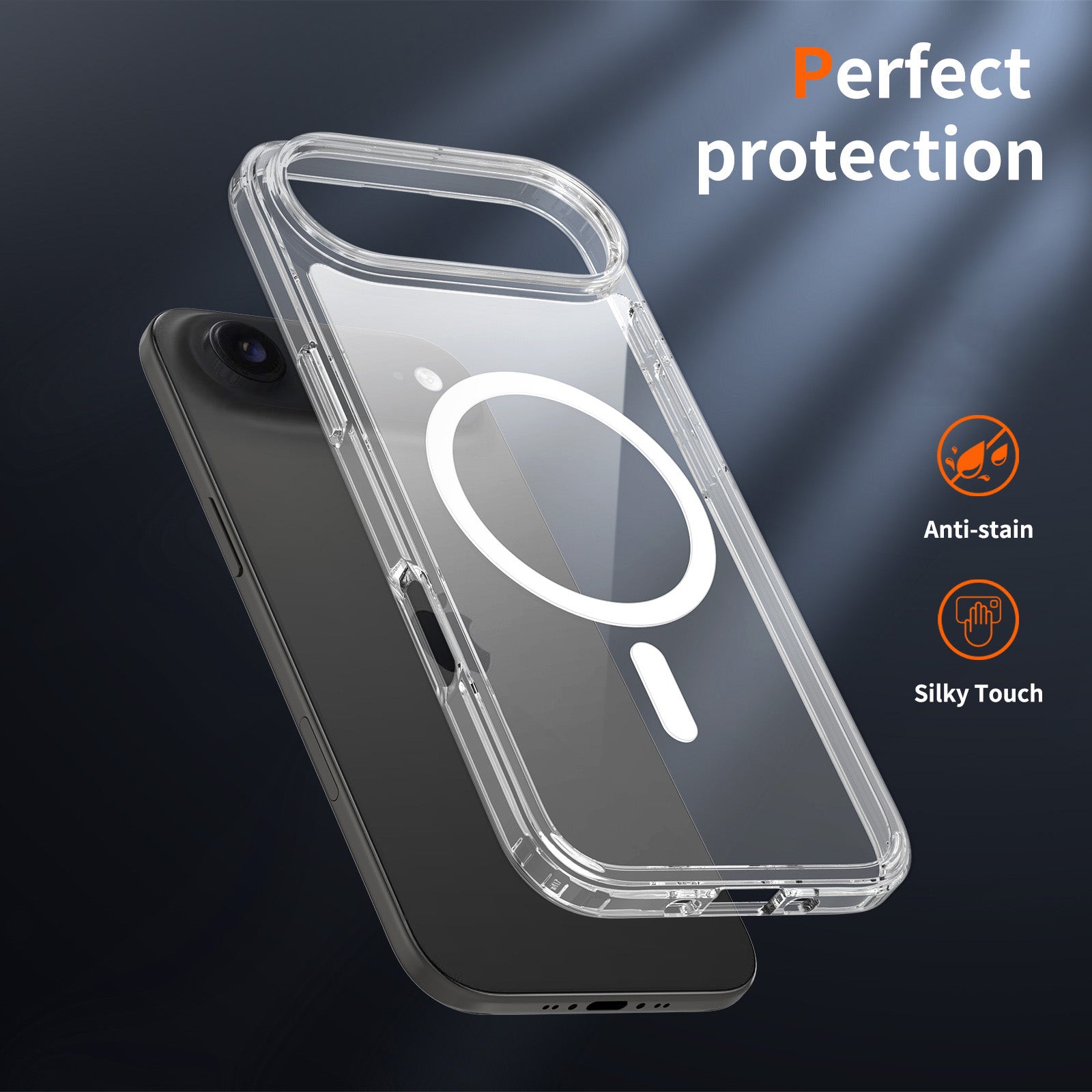 Clear||ChicDex Aero MagSafe Case — magnetic ring and hybrid structure detail for iPhone 17 Air