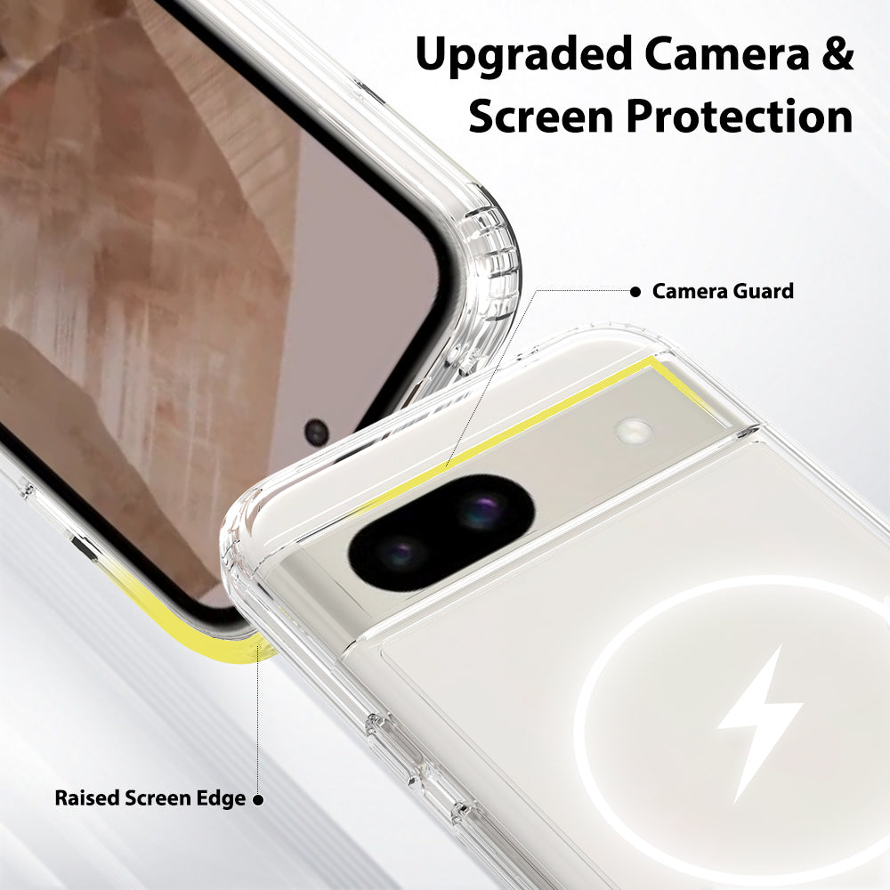 Clear||ChicDex Aero MagSafe Case in Clear — camera bezel protection detail for Google Pixel 8A