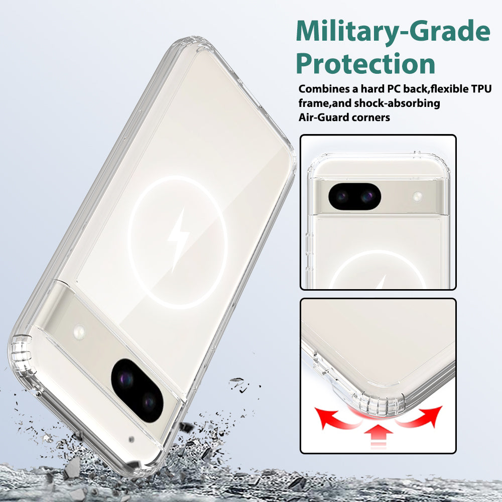 Clear||ChicDex Aero MagSafe Case in Clear — drop protection detail for Google Pixel 8A