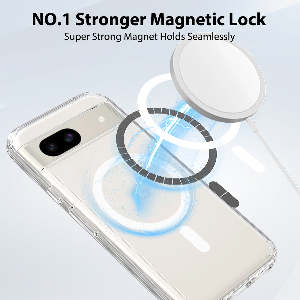 Clear||ChicDex Aero MagSafe Case in Clear — magnetic lock MagSafe detail for Google Pixel 8A