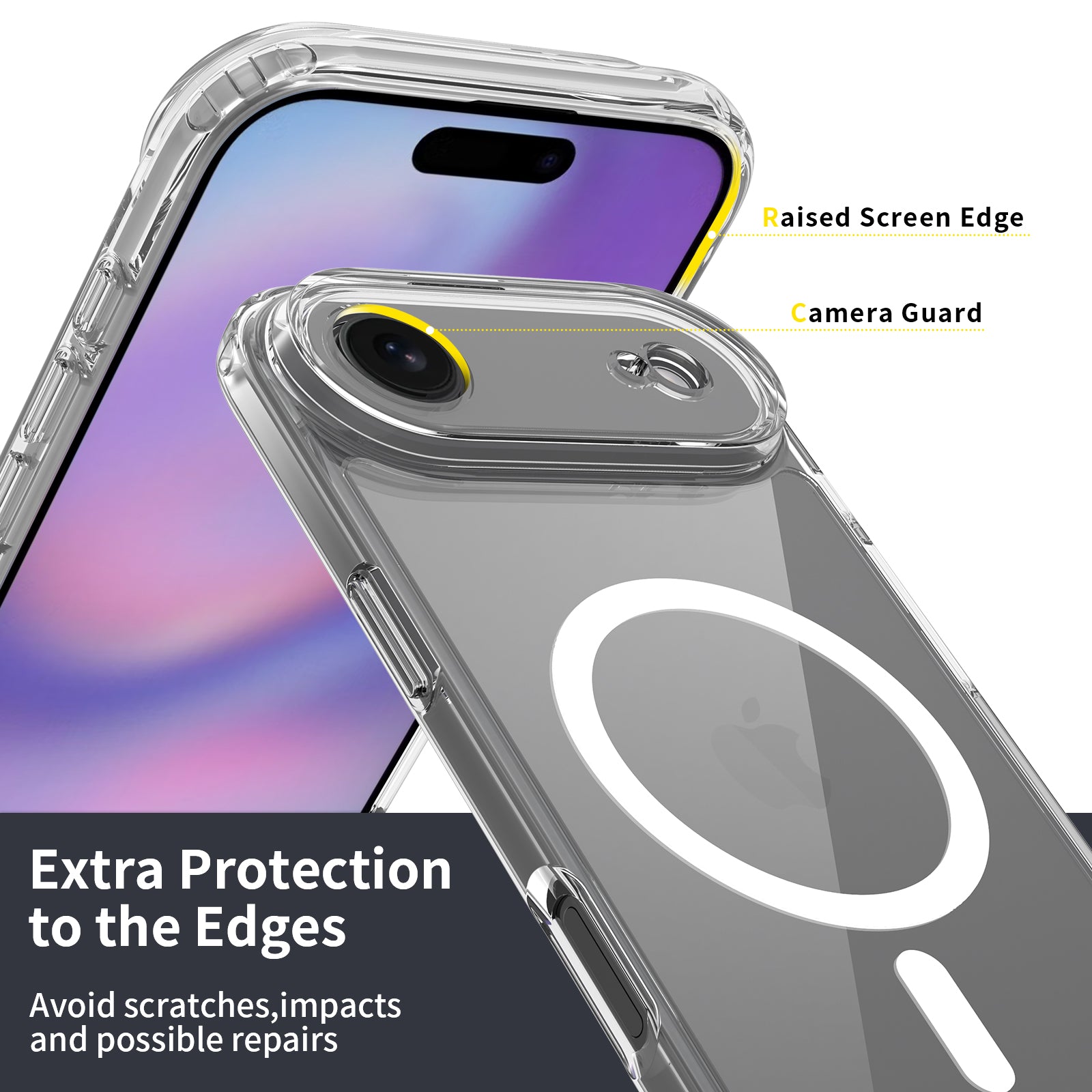 Clear||ChicDex Aero Shield MagSafe Case — raised screen edge and camera guard for iPhone 17 Air