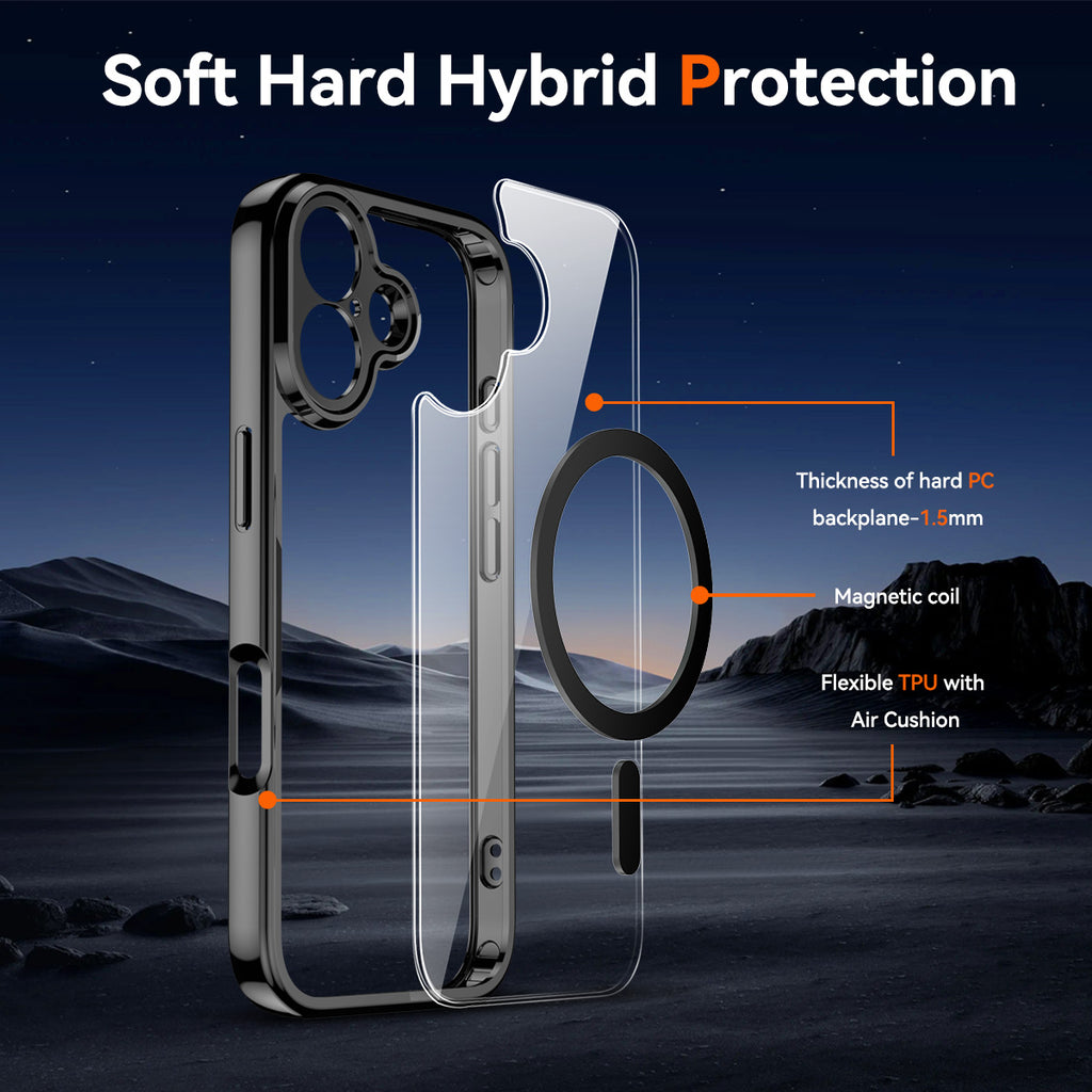 Black||ChicDex Aero Shield MagSafe Case — hybrid PC+TPU structure for iPhone 17