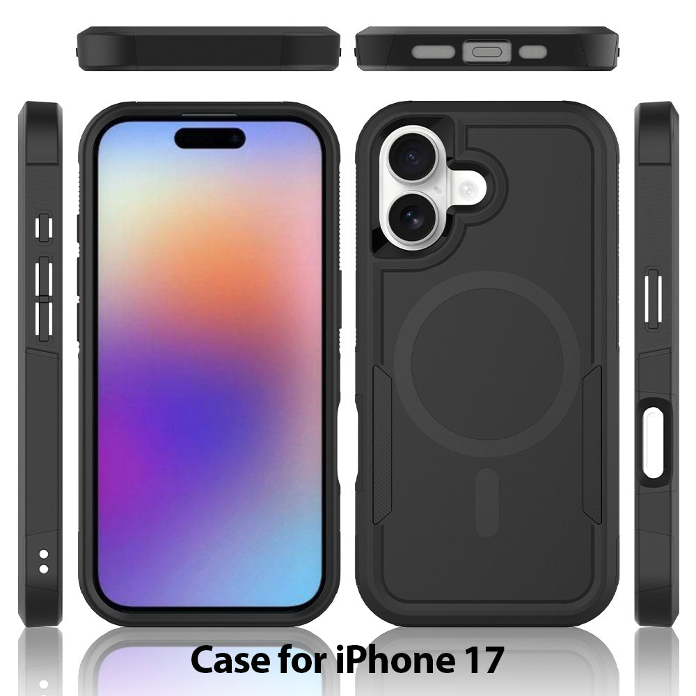 Black||ChicDex Apex MagSafe Case in Black — transparent back with dual-layer design for iPhone 17