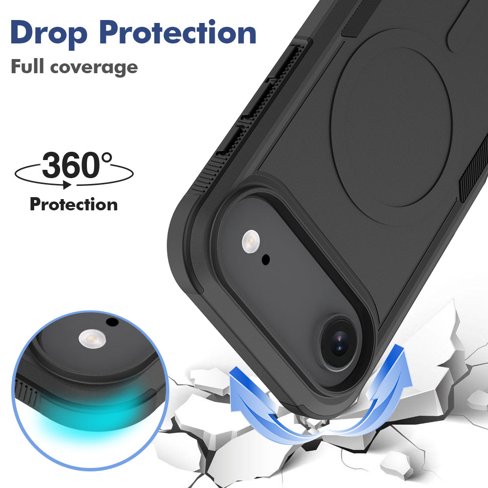 Black||ChicDex Apex Rugged MagSafe Case in Black — drop protection detail for iPhone 17 Air