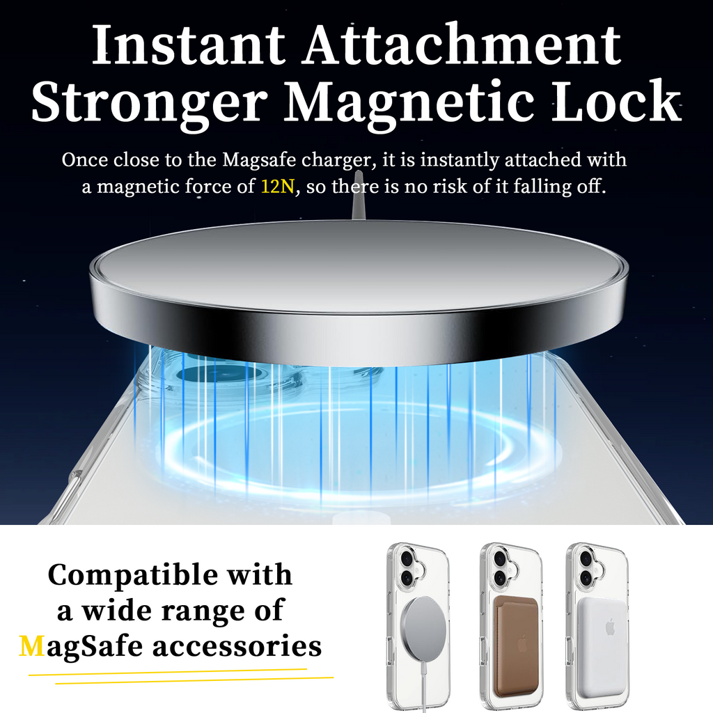ChicDex Crystal MagSafe Case N52 MagSafe magnet ring — secure attachment for chargers and accessories for iPhone 17