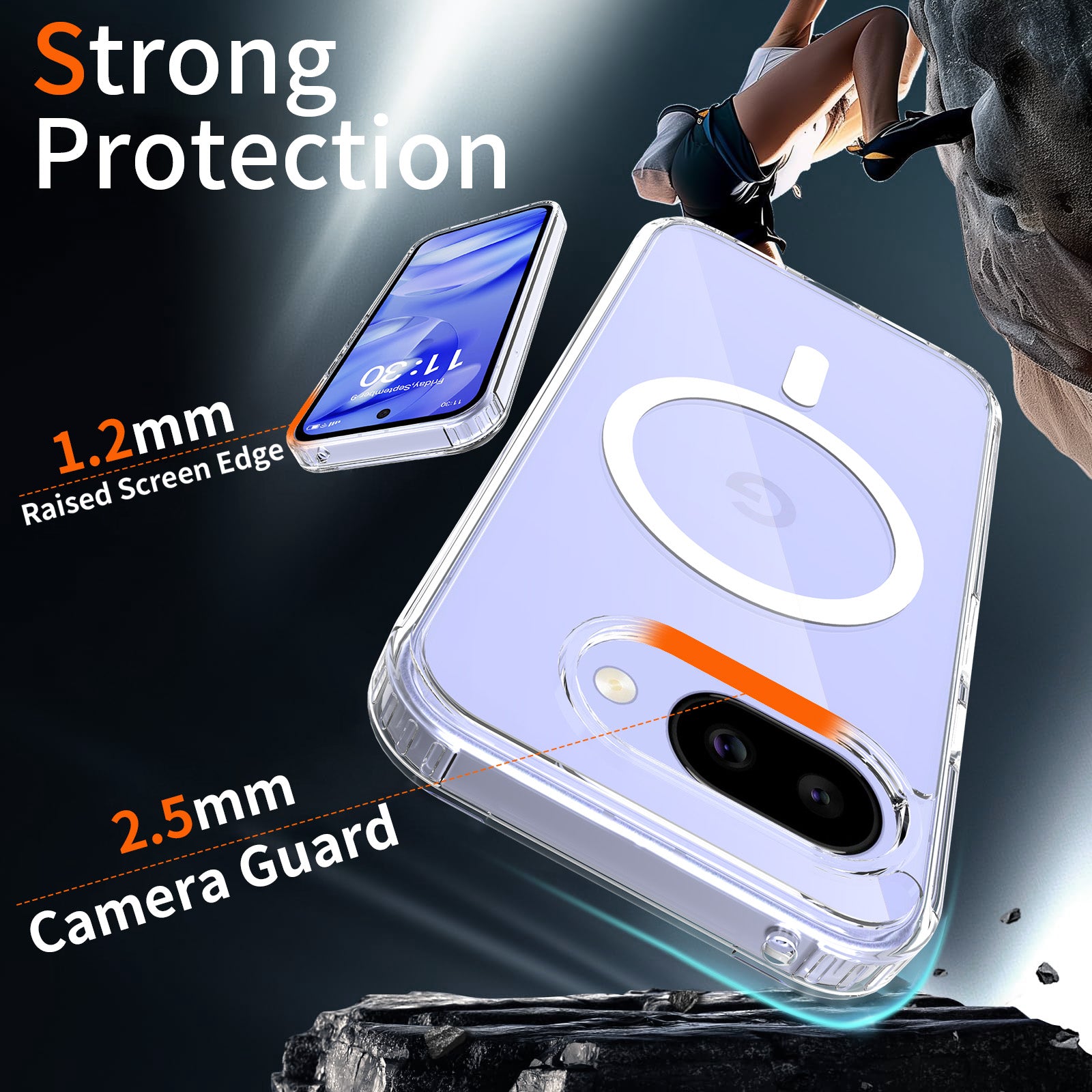 Clear||ChicDex Crystal MagSafe Case — raised screen edge and camera guard protection for Google Pixel 10A