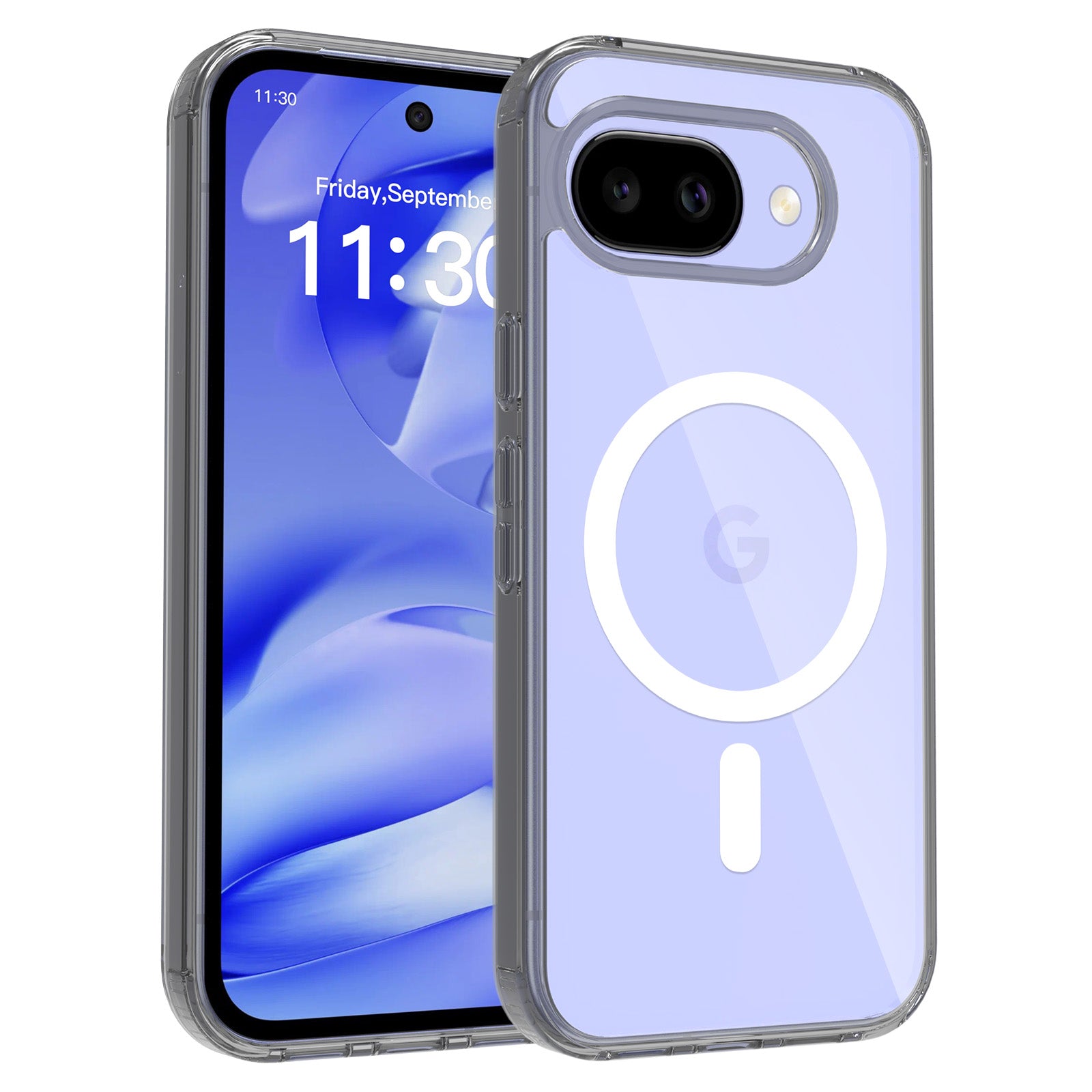 Gray||ChicDex Crystal MagSafe Case in Titanium Gray — gray frame with transparent back for Google Pixel 10A