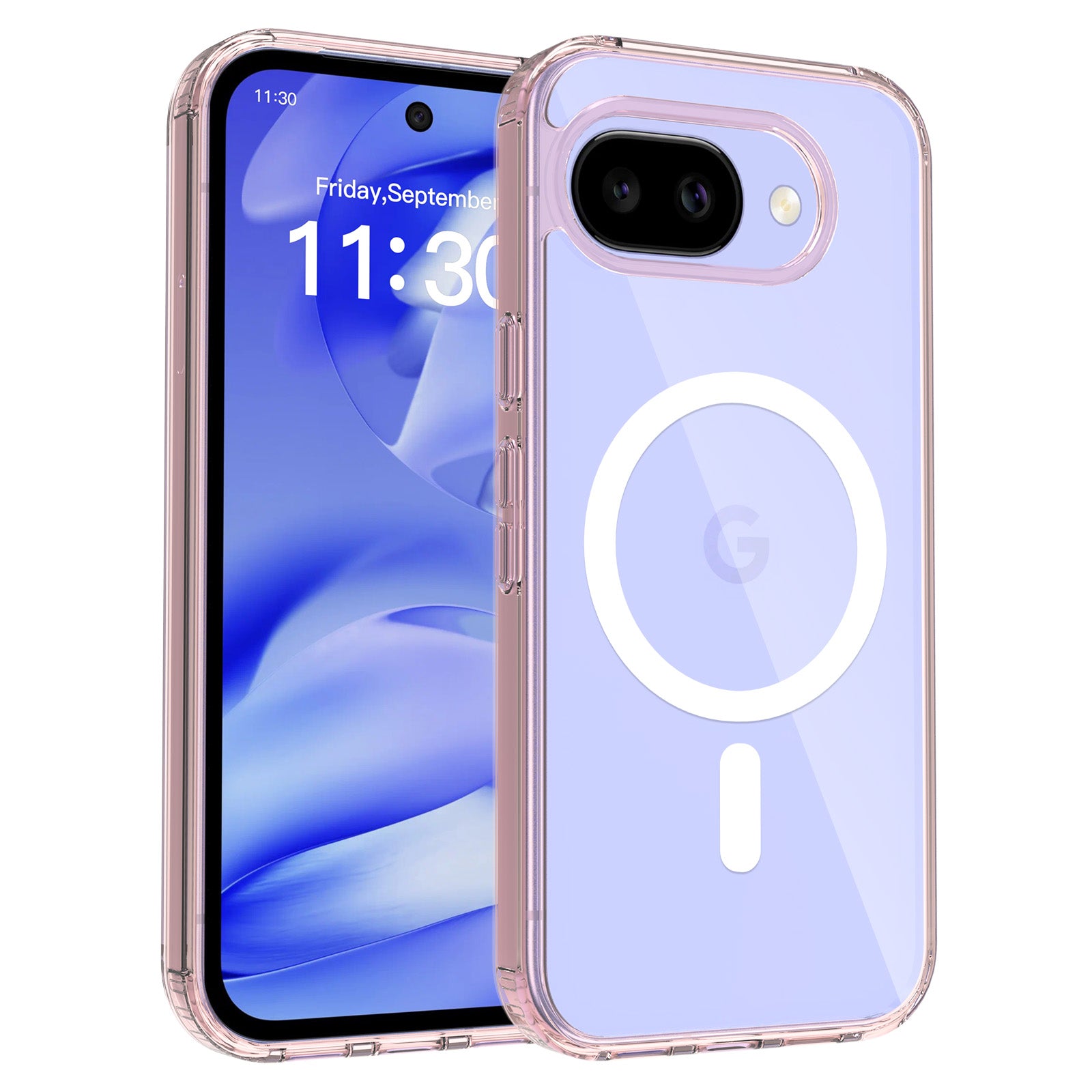 Pink||ChicDex Crystal MagSafe Case in Pink — pink frame with transparent back for Google Pixel 10A