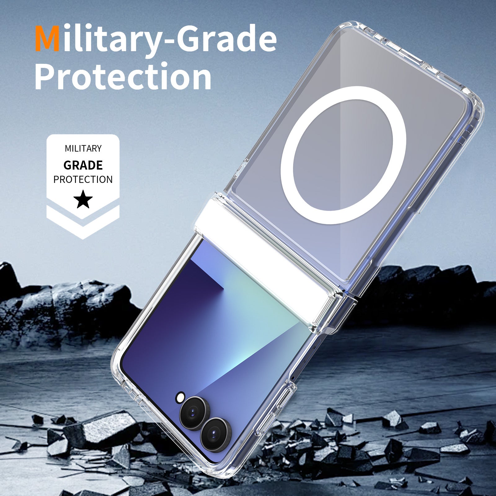 Clear||ChicDex Crystal MagSafe Case — military-grade drop protection for Samsung Galaxy Z Flip 8