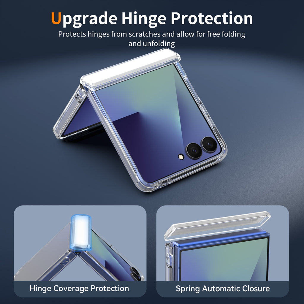 Clear||ChicDex Crystal MagSafe Case — upgraded hinge protection with spring closure for Samsung Galaxy Z Flip 8