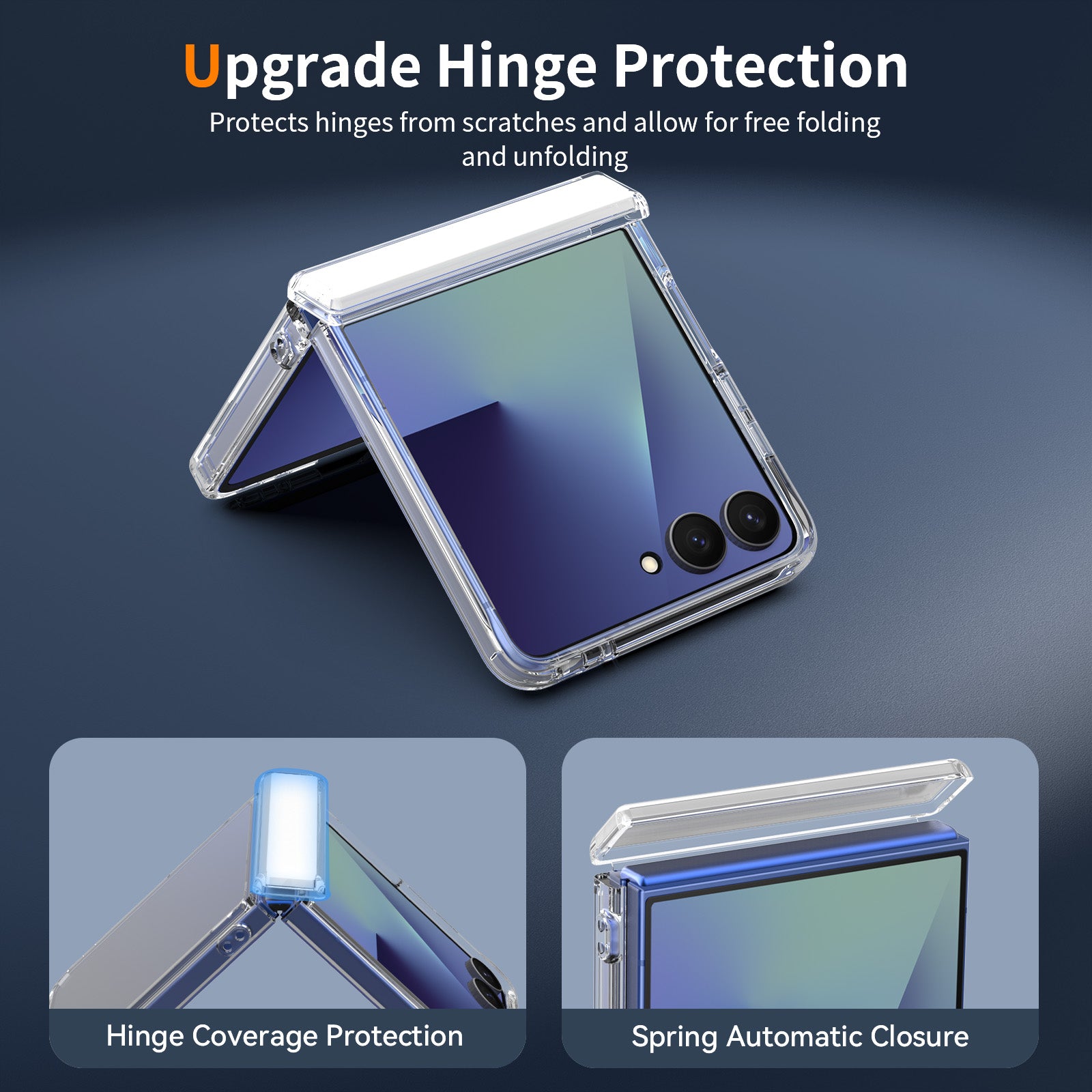 Clear||ChicDex Crystal MagSafe Case — upgraded hinge protection with spring closure for Samsung Galaxy Z Flip 8