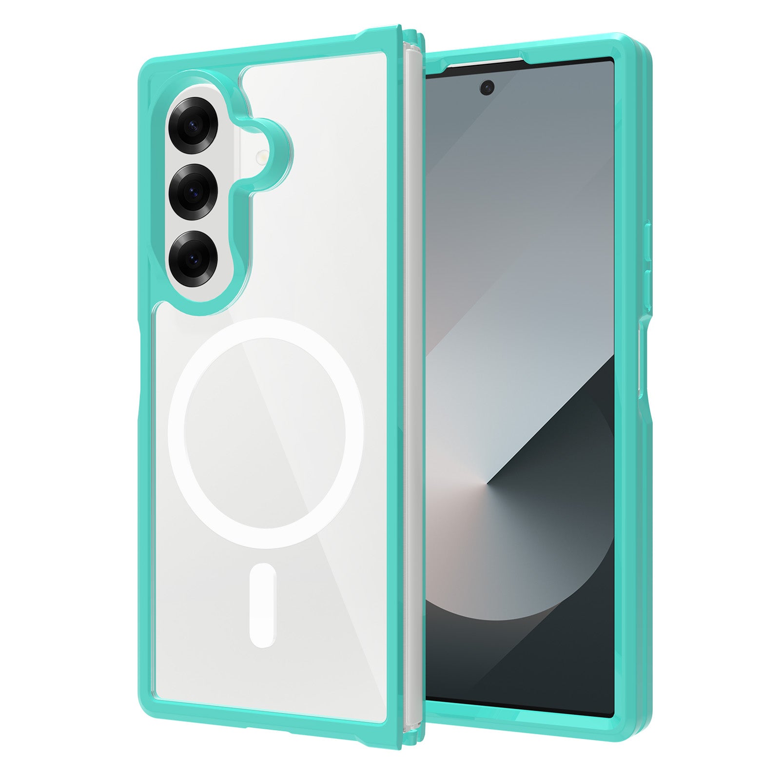 Teal||ChicDex Crystal MagSafe Case in Teal — teal frame with transparent back for Samsung Galaxy Z Fold 7