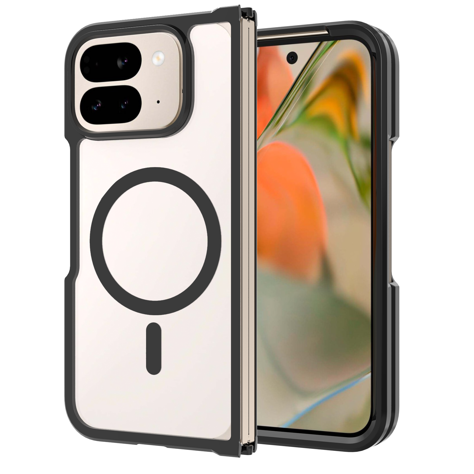Black||ChicDex Crystal MagSafe Case in Midnight Black — black frame with transparent back for Google Pixel 10 Pro Fold