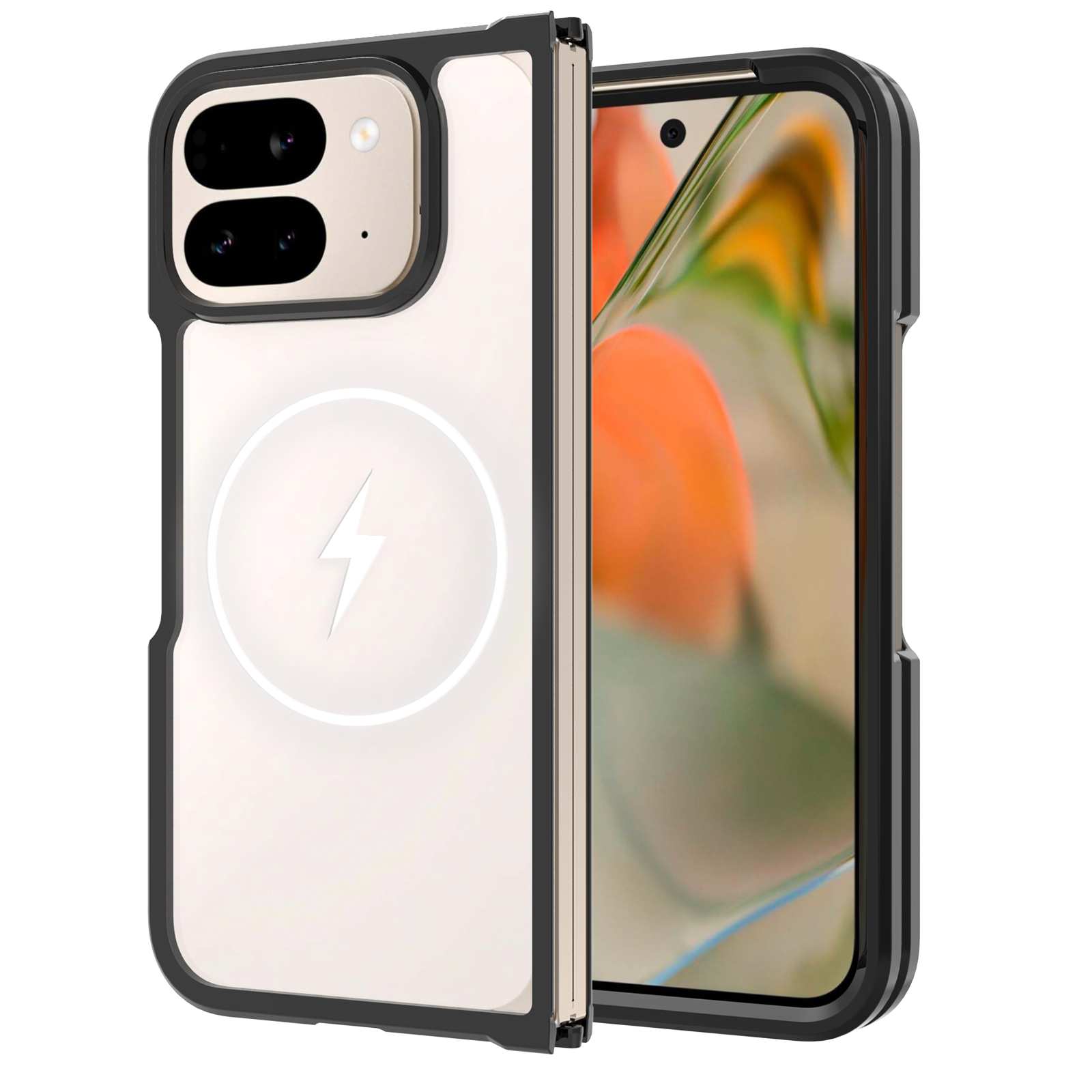 Black||ChicDex Crystal MagSafe Case in Midnight Black — side profile view for Google Pixel 10 Pro Fold