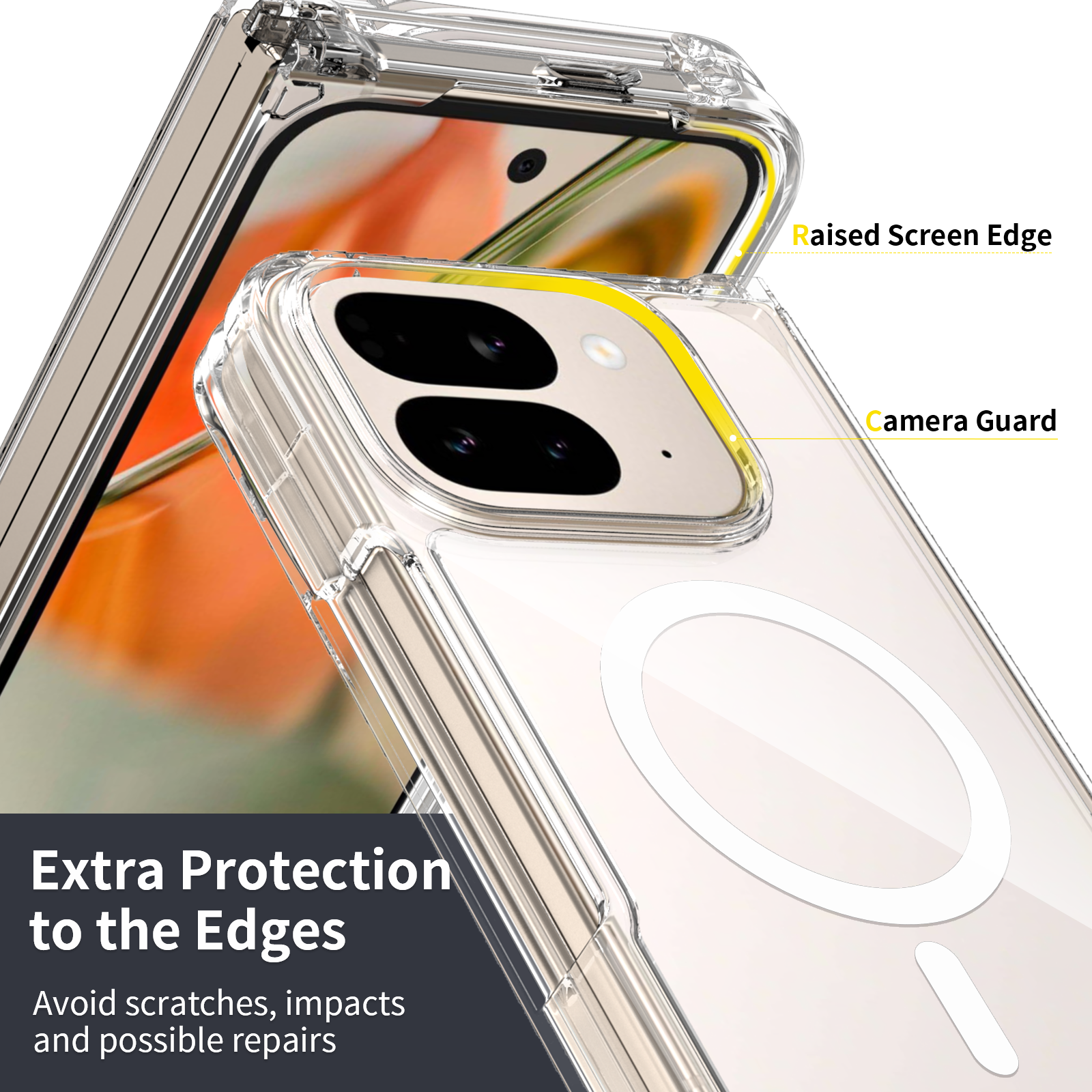 ChicDex Crystal MagSafe Case raised screen edge and camera guard — extra protection for Google Pixel 10 Pro Fold