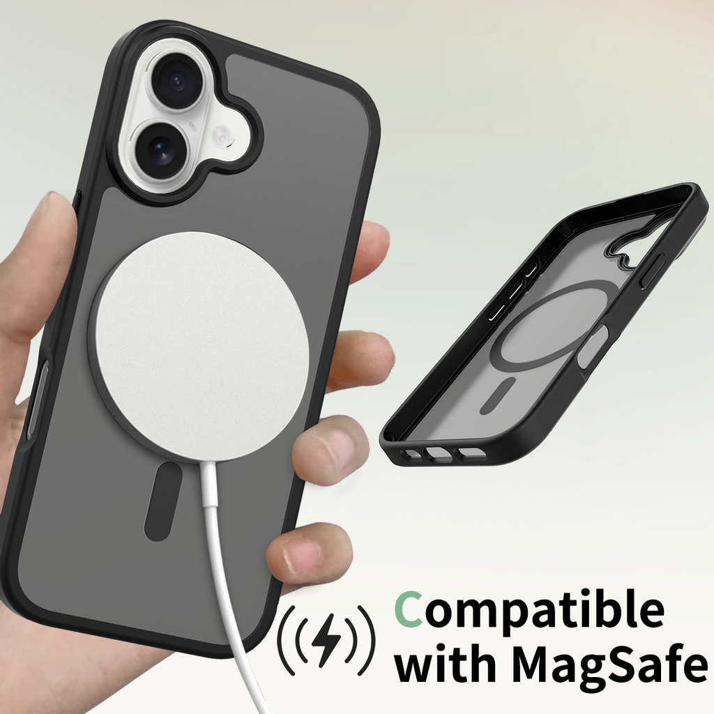 Black||ChicDex Frost MagSafe Case in Midnight Black — with MagSafe charger — seamless N52 magnet attachment for iPhone 17