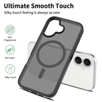 Black||ChicDex Frost MagSafe Case in Midnight Black — skin-feel coating close-up — velvety soft-touch surface that repels fingerprints for iPhone 17