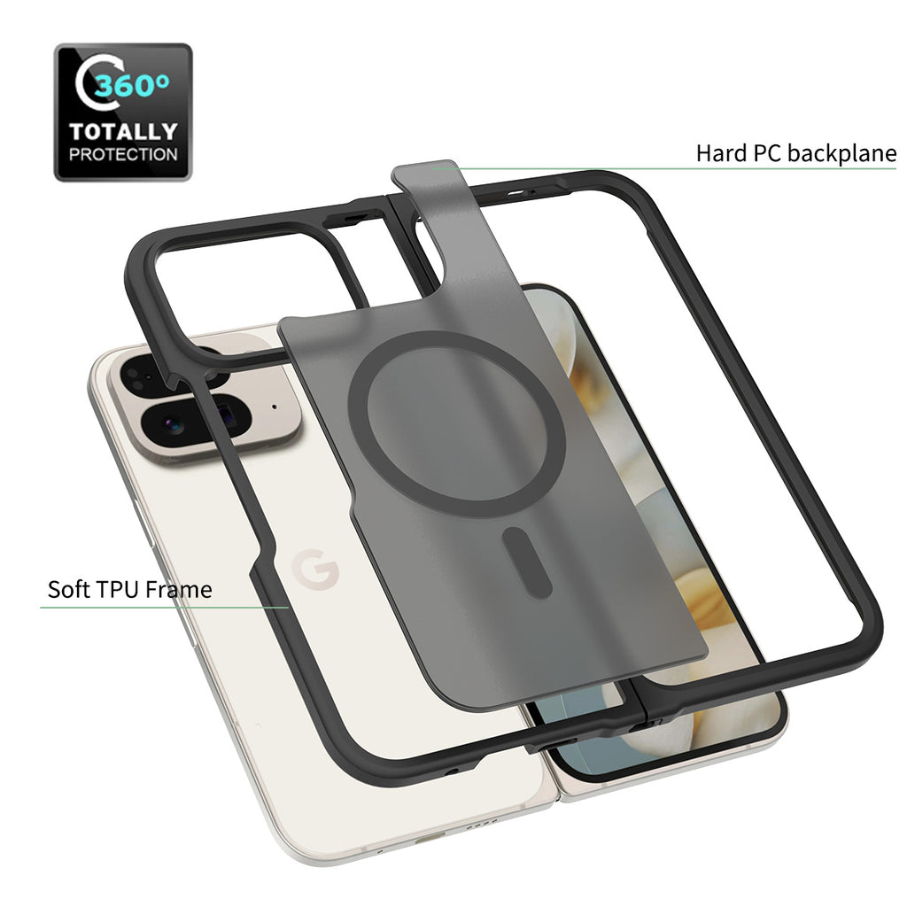 Black||ChicDex Frost MagSafe Case hybrid PC+TPU construction — rigid backplate meets flexible frame for Google Pixel 10 Pro Fold