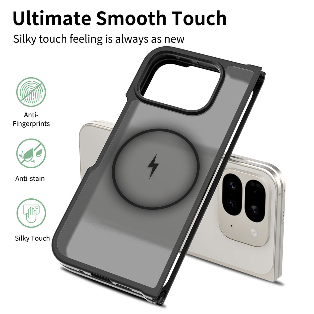 Black||ChicDex Frost MagSafe Case Silver Shield skin-feel coating — silky-smooth anti-fingerprint surface for Google Pixel 10 Pro Fold