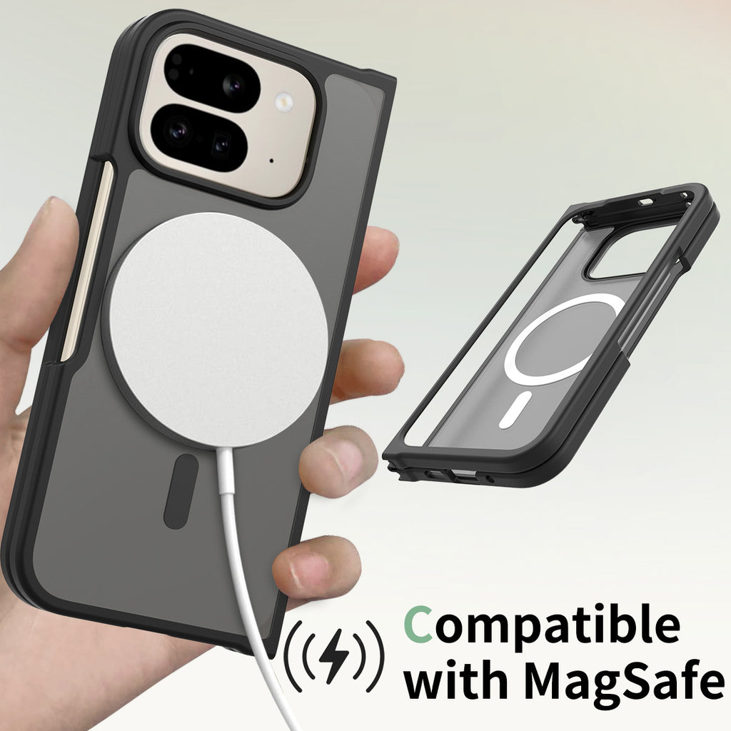 Black||ChicDex Frost MagSafe Case in-hand lifestyle — frosted MagSafe case for everyday use for Google Pixel 10 Pro Fold