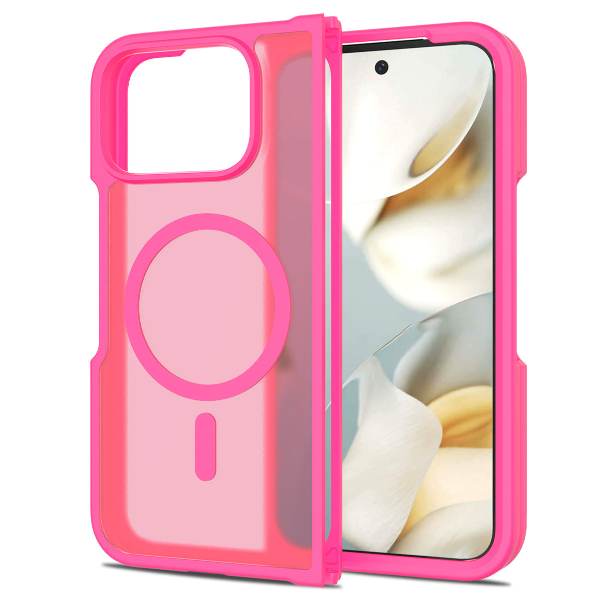 Hot Pink||ChicDex Frost MagSafe Case frosted MagSafe case in Hot Pink — back view for Google Pixel 10 Pro Fold