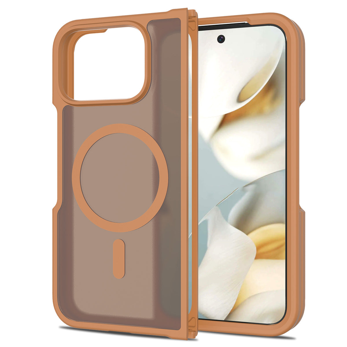 Light Coffee Brown||ChicDex Frost MagSafe Case frosted MagSafe case in Light Coffee Brown — back view for Google Pixel 10 Pro Fold