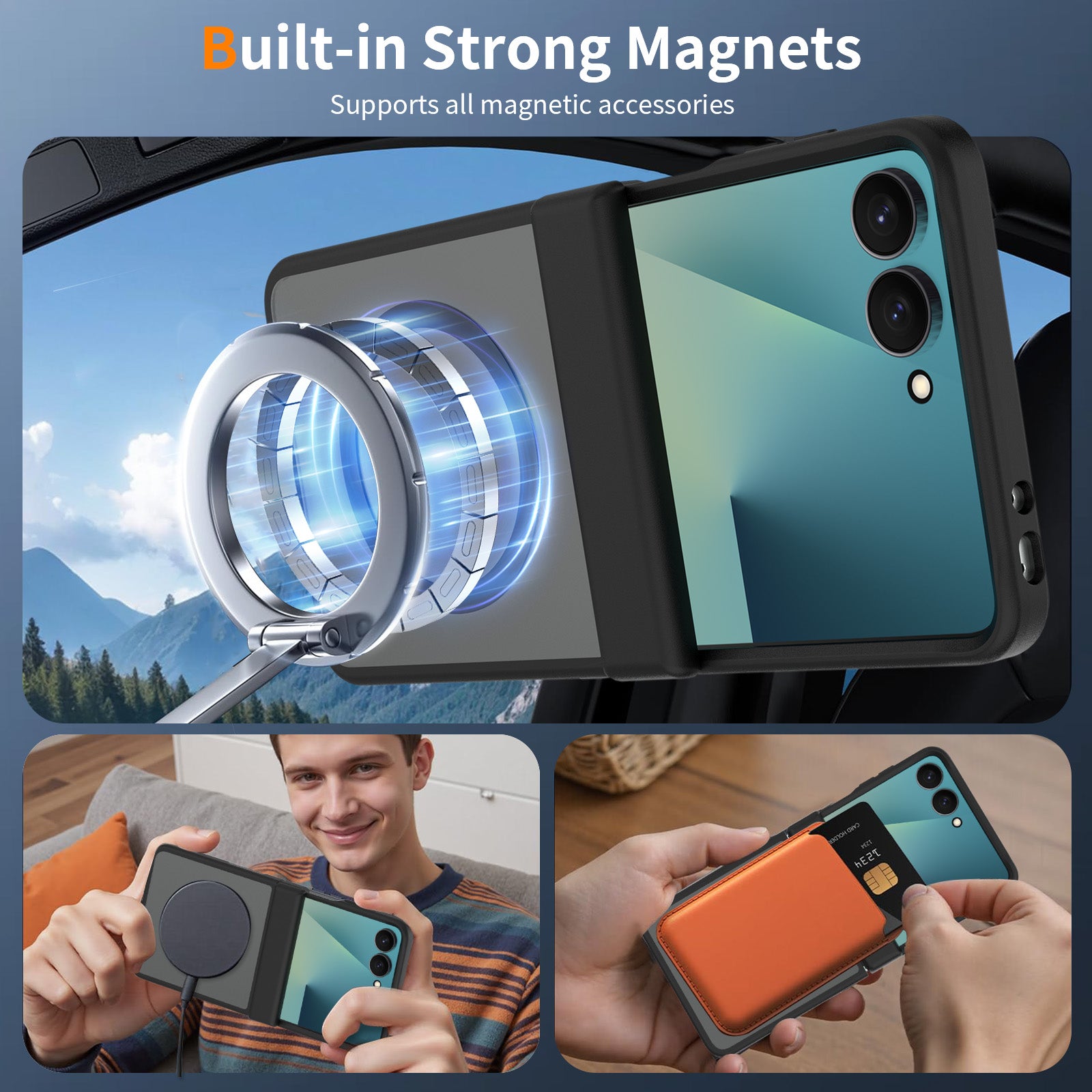 Black||ChicDex Frost MagSafe Case in Black — magnetic accessories lifestyle for Samsung Galaxy Z Flip 8