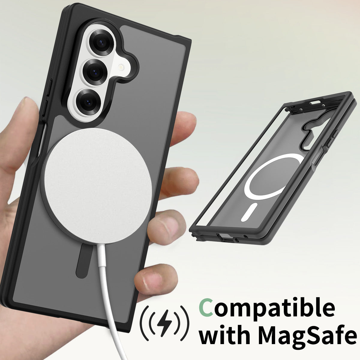Black||ChicDex Frost MagSafe Case in Black — hybrid structure cross-section for Samsung Galaxy Z Fold 7