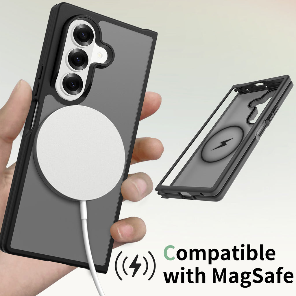 Black||ChicDex Frost MagSafe Case in Black — hybrid PC+TPU exploded view for Samsung Galaxy Z Fold 7
