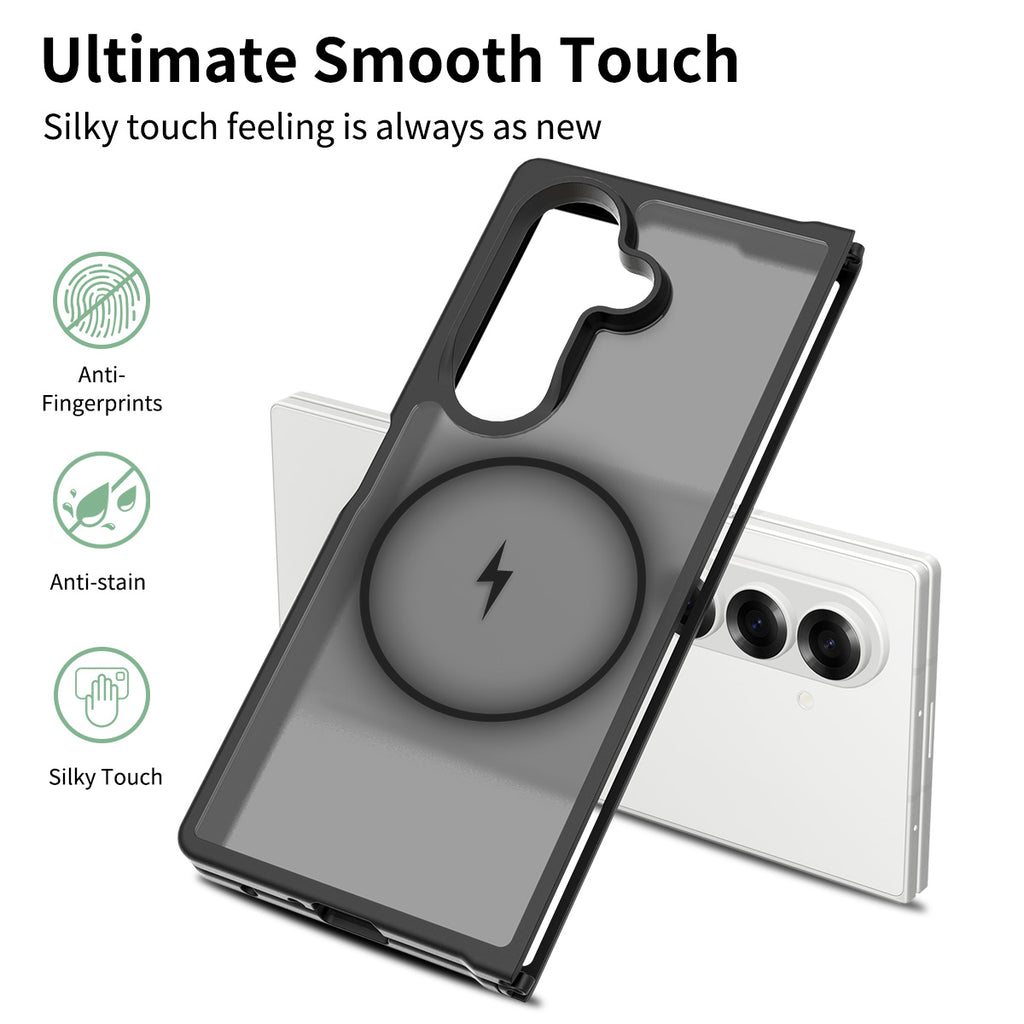 Black||ChicDex Frost MagSafe Case in Black — Silver Shield skin-feel surface for Samsung Galaxy Z Fold 7