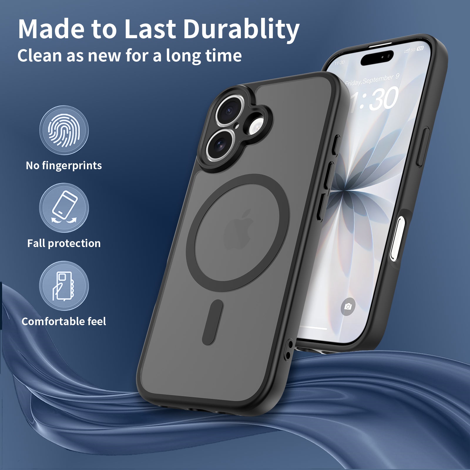 Black||ChicDex Frost Shield MagSafe Case in Midnight Black — skin-feel durability — velvety coating that withstands daily wear for iPhone 17