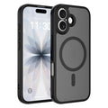 Black||ChicDex Frost Shield MagSafe Case for iPhone 17 — midnight black finish showcasing precision lens cutouts and lanyard-ready design