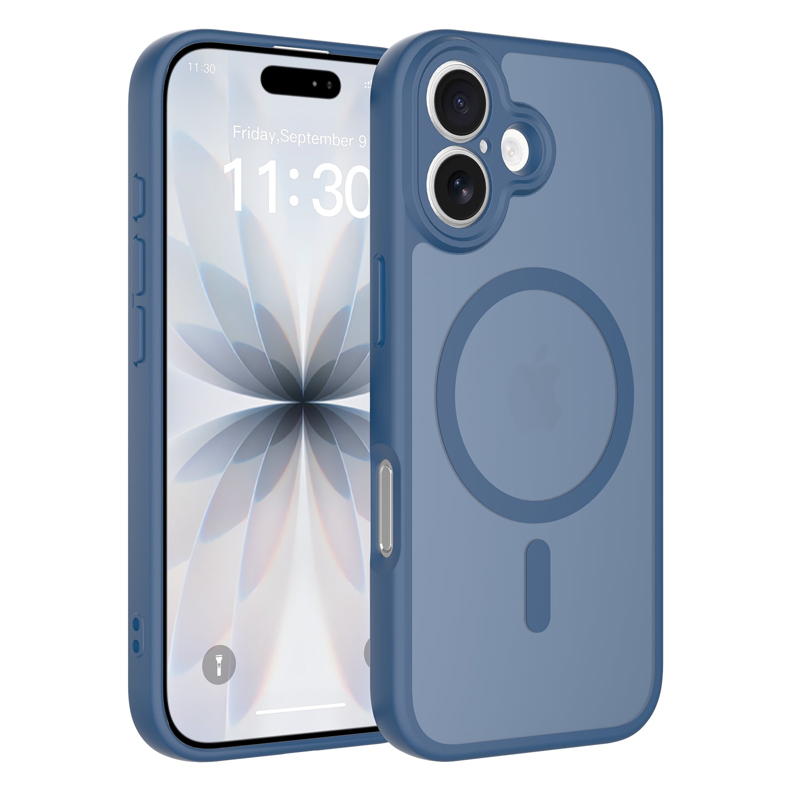Navy||ChicDex Frost Shield MagSafe Case for iPhone 17 — navy finish showcasing precision lens cutouts and lanyard-ready design