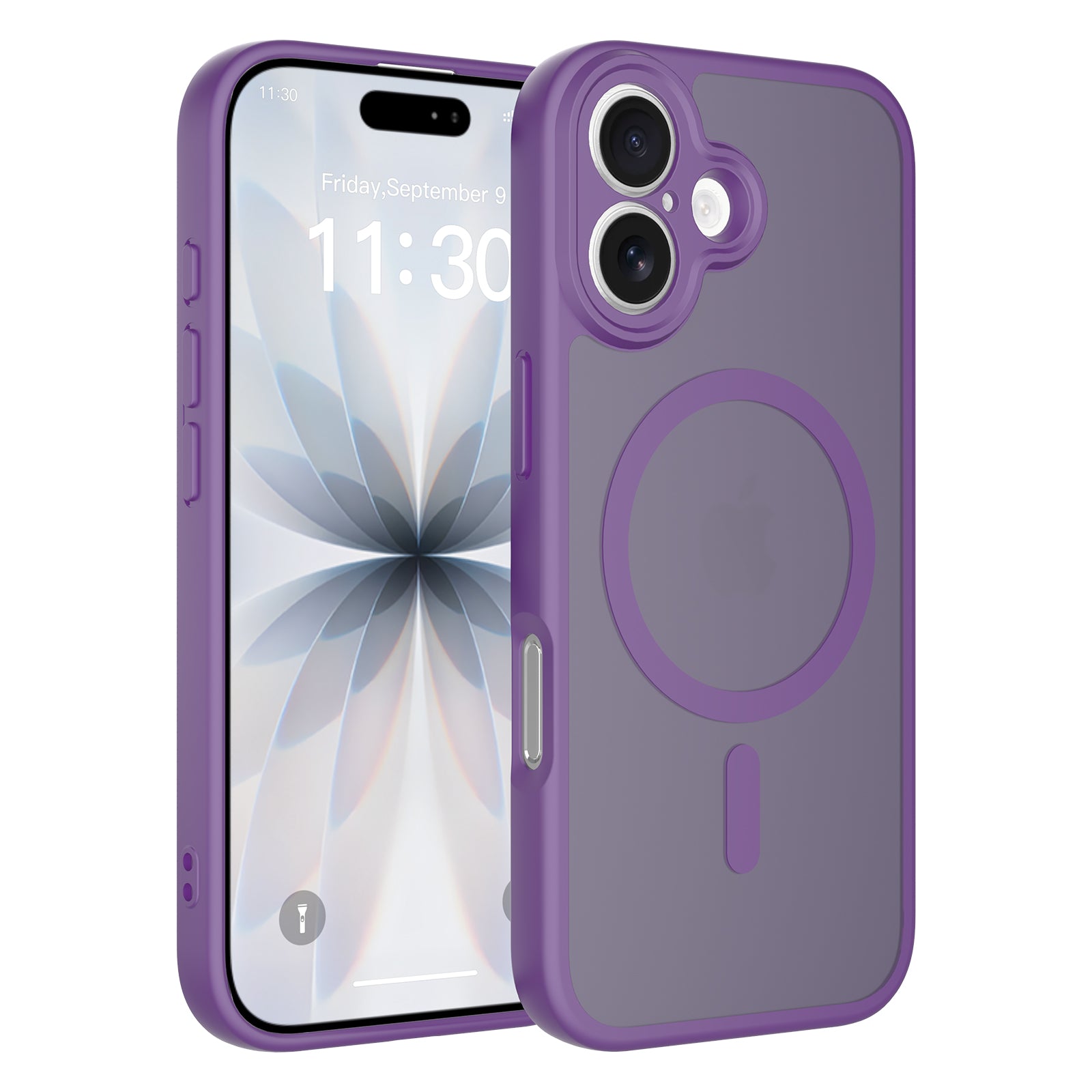 Purple||ChicDex Frost Shield MagSafe Case for iPhone 17 — purple finish showcasing precision lens cutouts and lanyard-ready design