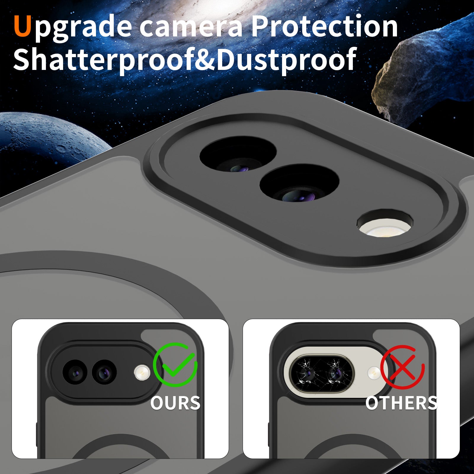 Black||ChicDex Frost Shield MagSafe Case in Black — precision camera ring protection for Google Pixel 10A