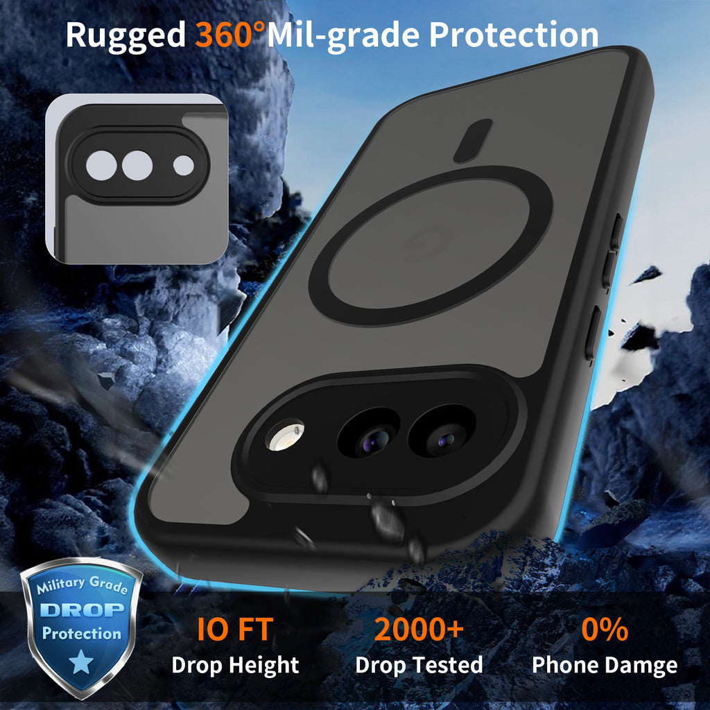 Black||ChicDex Frost Shield MagSafe Case in Black — military-grade drop protection for Google Pixel 10A