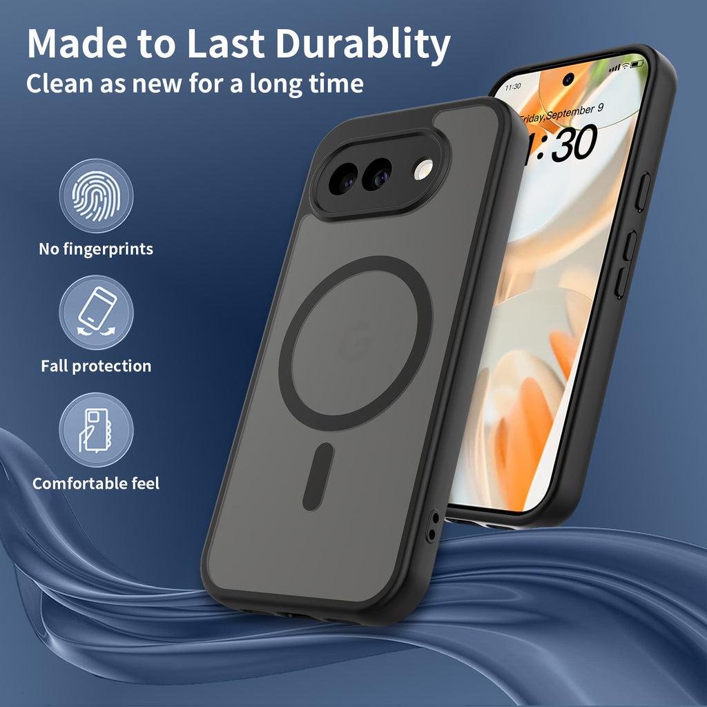 Black||ChicDex Frost Shield MagSafe Case in Black — everyday lifestyle in hand for Google Pixel 10A