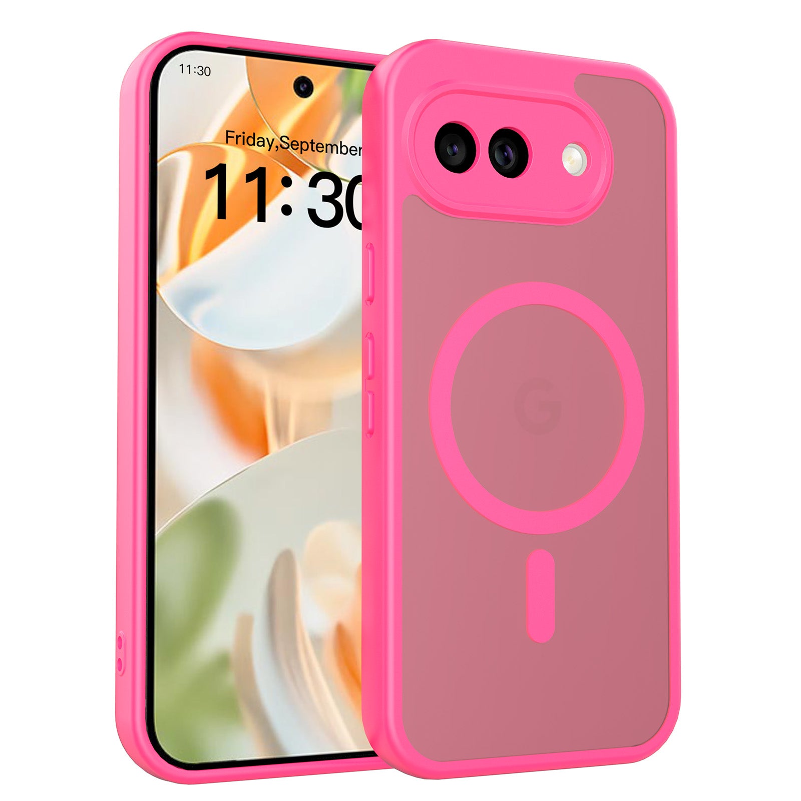 Hot Pink||ChicDex Frost Shield MagSafe Case in Hot Pink — back view for Google Pixel 10A