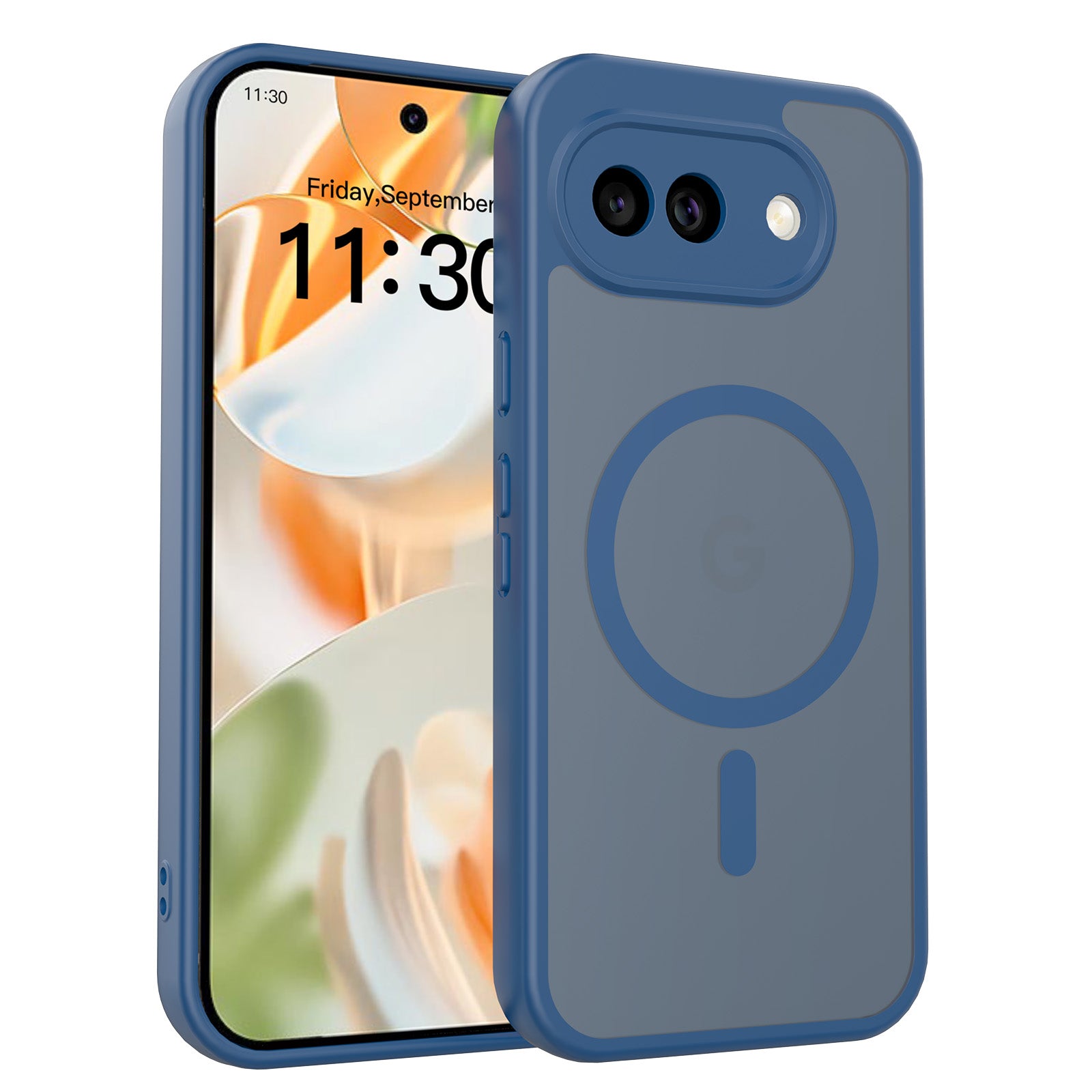Navy Blue||ChicDex Frost Shield MagSafe Case in Navy Blue — back view for Google Pixel 10A
