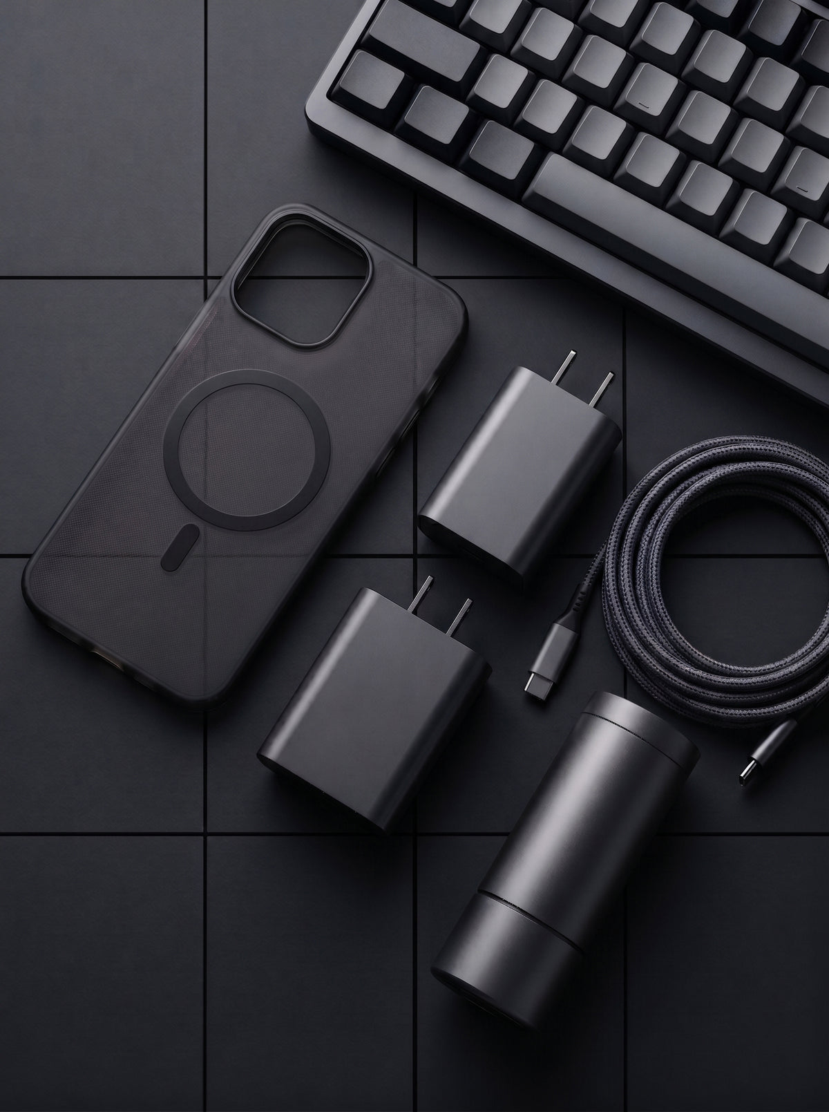 ChicDex minimalist flatlay — MagSafe case with design magazine
