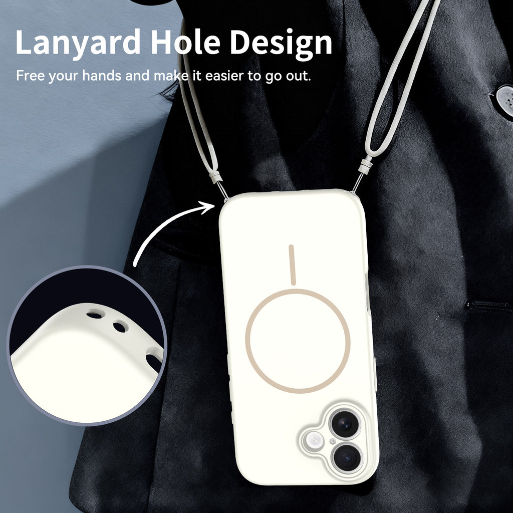 Antique White||ChicDex Onyx MagSafe Case in Antique White — lanyard attachment point — secure carry option for iPhone 17