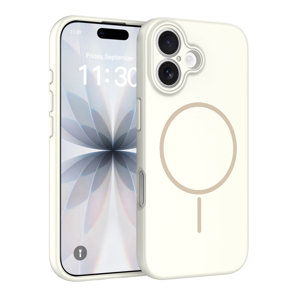 Antique White||ChicDex Onyx MagSafe Case in Antique White — front and back view — silky-touch skin-feel dual-layer construction for iPhone 17