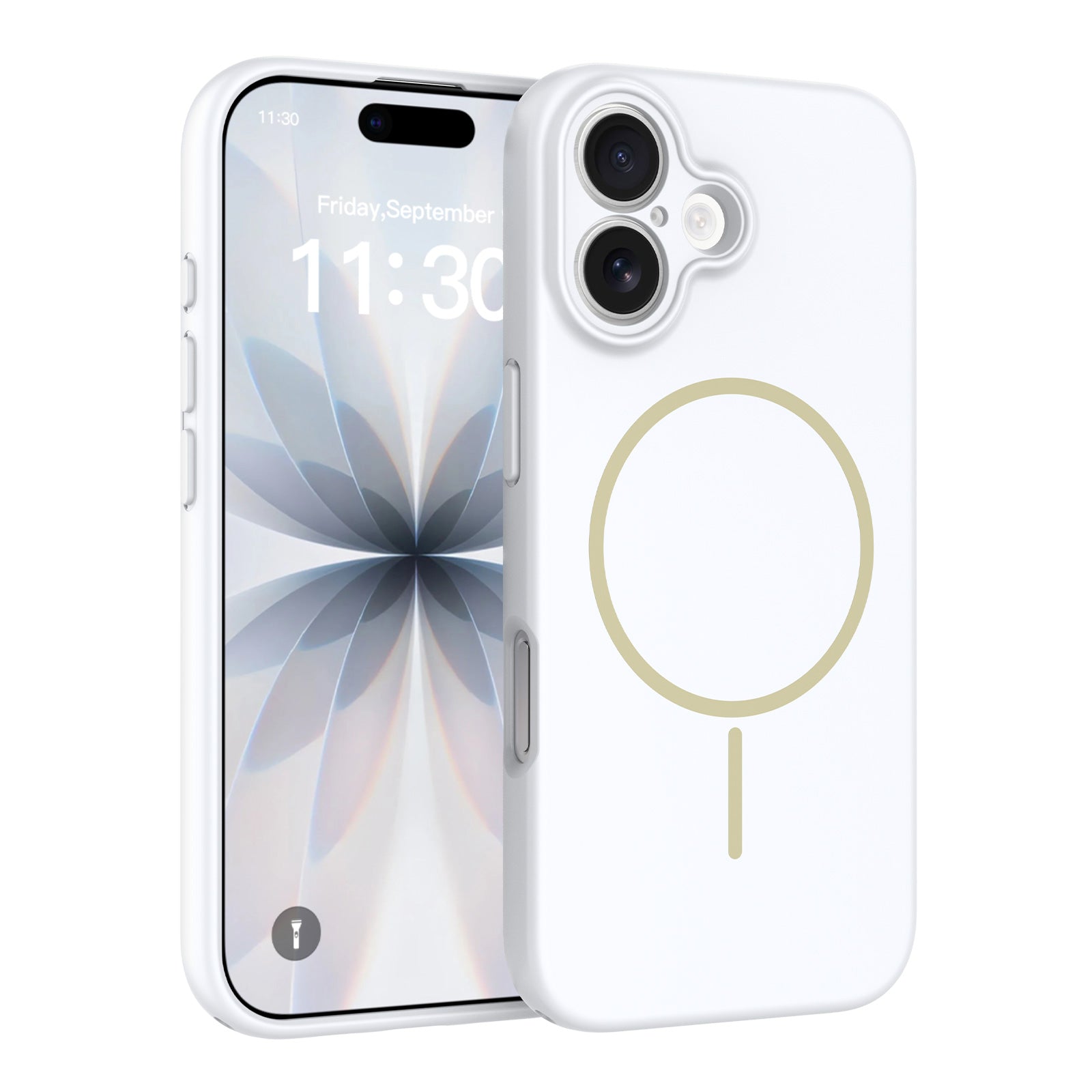 Cloud White||ChicDex Onyx MagSafe Case in Cloud White — front and back view — silky-touch skin-feel dual-layer construction for iPhone 17