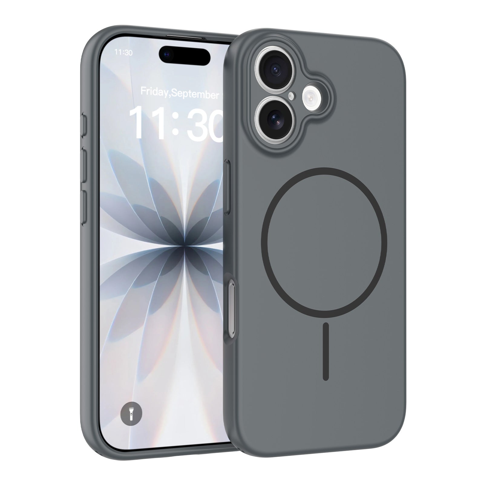 Dark Gray||ChicDex Onyx MagSafe Case in Dark Gray — front and back view — silky-touch skin-feel dual-layer construction for iPhone 17
