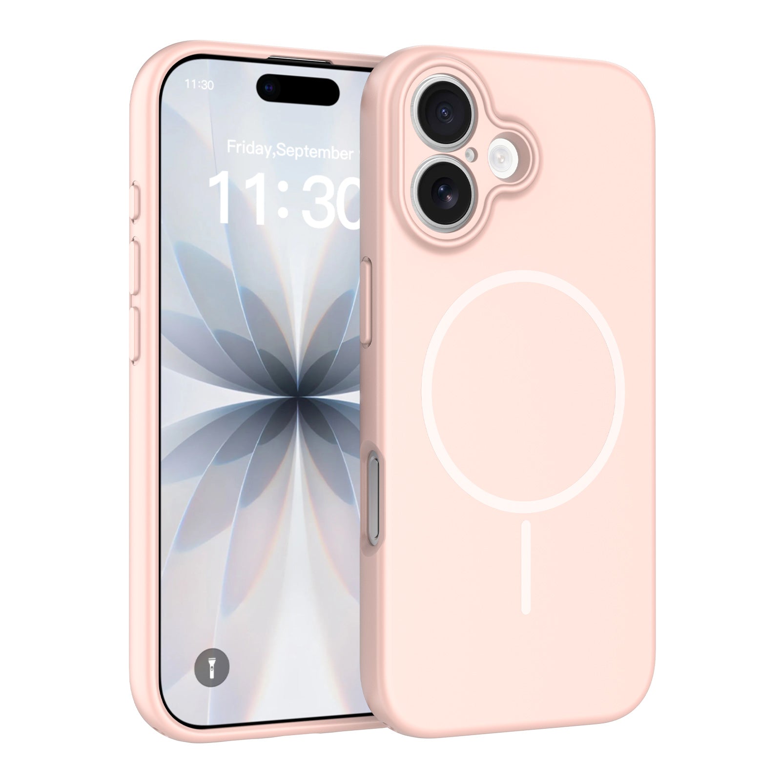 Light Pink||ChicDex Onyx MagSafe Case in Light Pink — front and back view — silky-touch skin-feel dual-layer construction for iPhone 17