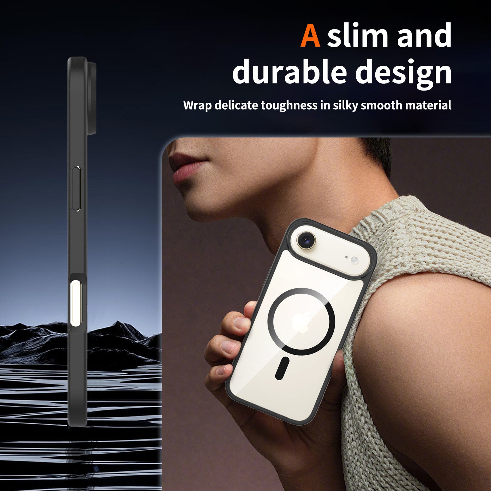 Black||ChicDex Prism MagSafe Case in Black — lifestyle MagSafe usage for iPhone 17 Air